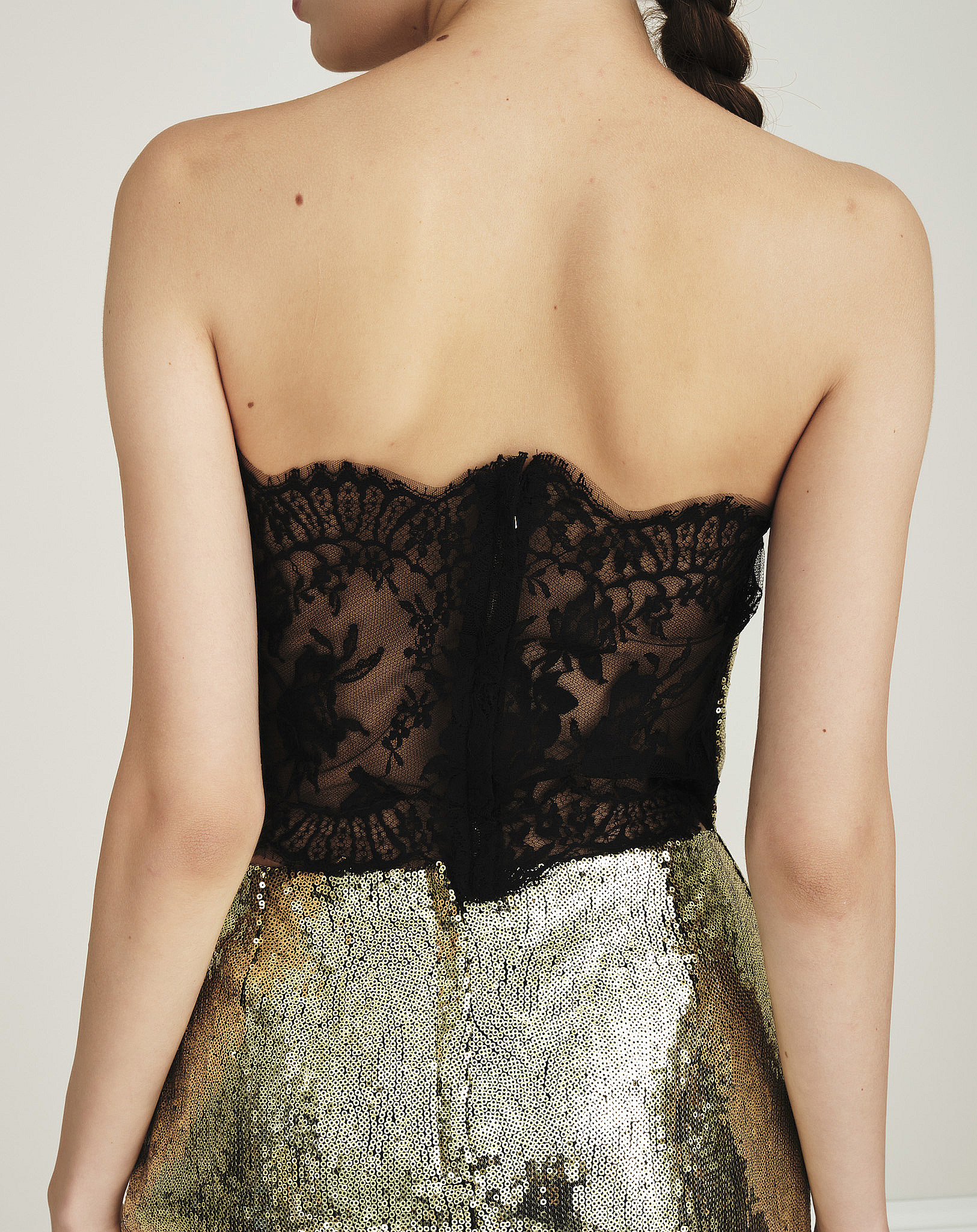 Dolce & Gabbana - Sequined Maxi Skirt & Strapless Lace Crop Top IT42